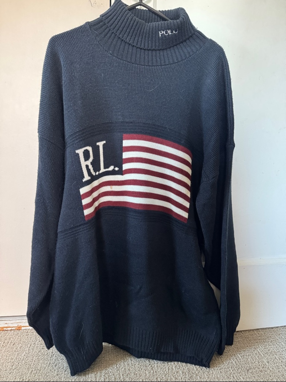 Polo Sport by Ralph Lauren Navy Turtleneck Flag Knit Sweater